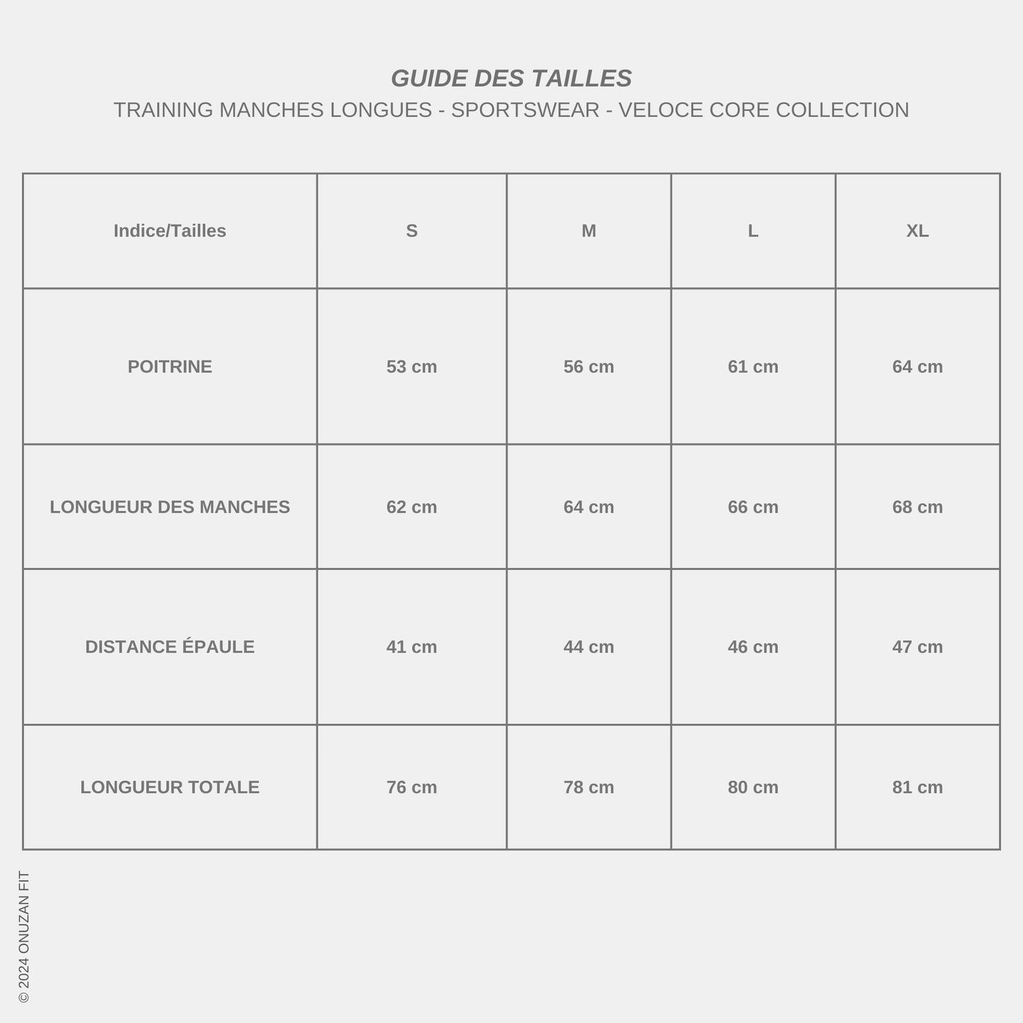 24. Training Manches Longues - ONUZAN FIT - Collection Veloce Core XY-003